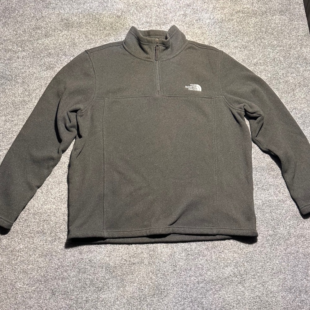The North Face Mens XL Quarter Zip Fleece Pullover Sweater Charcoal Grey Heather